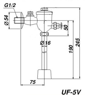 Bản vẽ kỹ thuật van xả nhấn INAX UF-5V