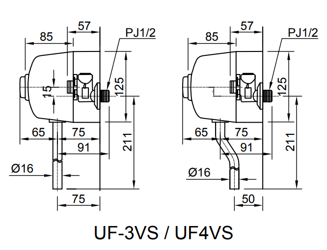 Bản vẽ kỹ thuật van xả tiểu nam INAX UF-4VS