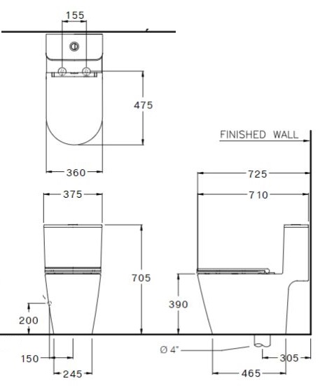 Bản vẽ kỹ thuật bồn cầu C103327