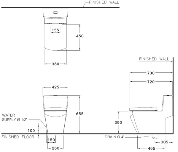 Bản vẽ kỹ thuật bồn cầu Cotto C10717