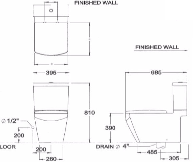 Bản vẽ kỹ thuật bồn cầu Cotto C17087