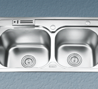 Chậu rửa bát inox 2 hố có cài dao Gorlde GD-5712