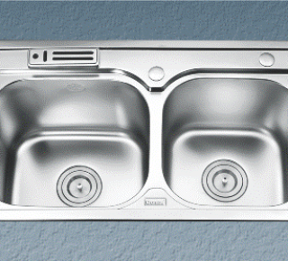 Chậu rửa bát inox 2 hố có cài dao Gorlde GD-5812