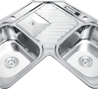 Chậu rửa bát inox góc 2 hộc cân Gorlde GD-505