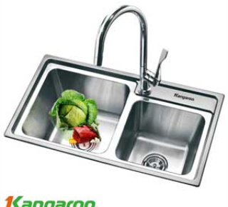 Chậu rửa bát inox 2 hố lệch Kangaroo KG7843