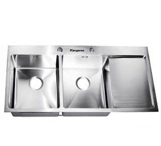 Chậu rửa bát inox đúc 2 hố cân có bàn Kangaroo KG 10550L / KG 10550R