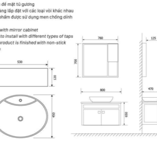 Bộ tủ chậu gương HC C419