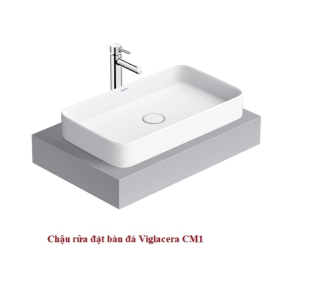 Chậu rửa đặt bàn đá vành mỏng Viglacera CM1