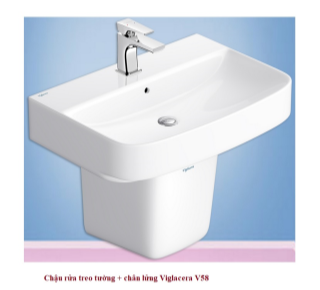 Chậu rửa mặt + Chân treo tường Viglacera CD58 ( V58 )