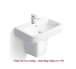 Chậu rửa mặt treo tường + chân lửng Viglacera VI50 ( V50 )