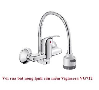Vòi rửa bát nóng lạnh gắn tường cần mềm Viglacera VG712