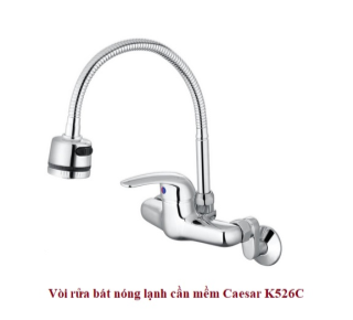 Vòi bếp gắn tường nóng lạnh cần mềm CAESAR K526C