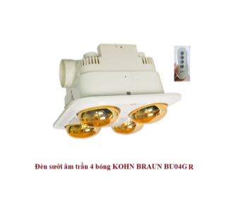 Đèn sưởi nhà tắm 4 bóng có điều khiển BRAUN KOHN BU04GR