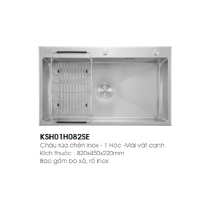 Chậu rửa bát 1 hố inox 304 chính hãng Caesar KSH01H082SE
