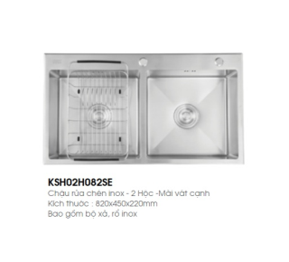 Chậu rửa bát 1 hố inox 304 chính hãng Caesar KSH02H082SE