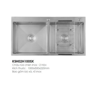Chậu rửa bát 1 hố inox 304 chính hãng Caesar KSH02H100SX